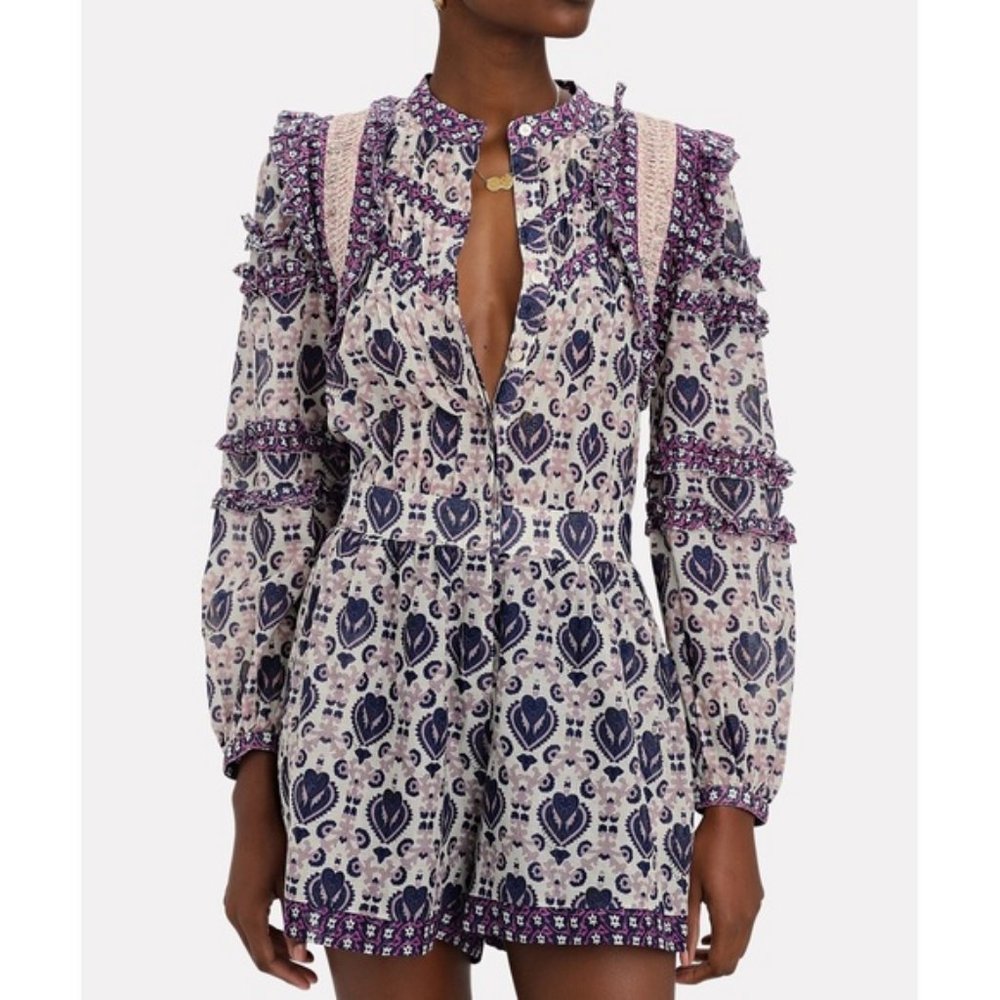 SEA New York Brigitte Ruffle Printed Romper